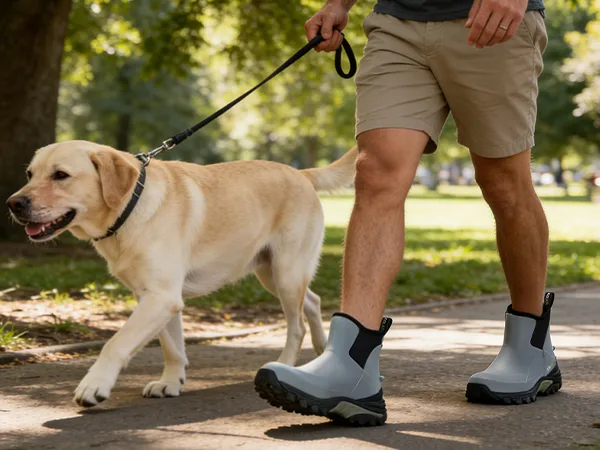 waterproof and comfortable rubber boots used for a daily dog walk in any weather