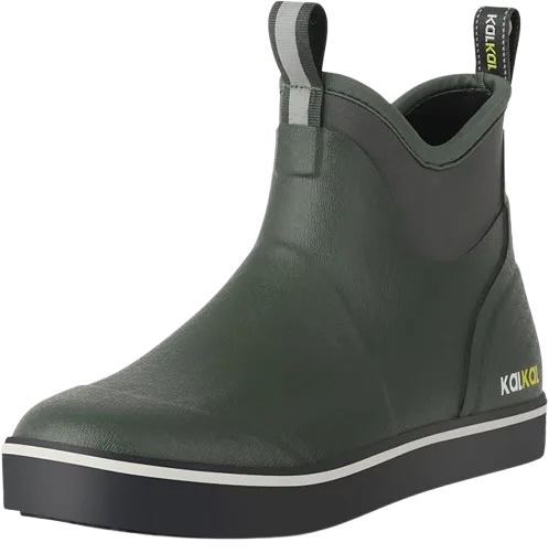Kalkal waterproof fishing rain boots with high traction in green color