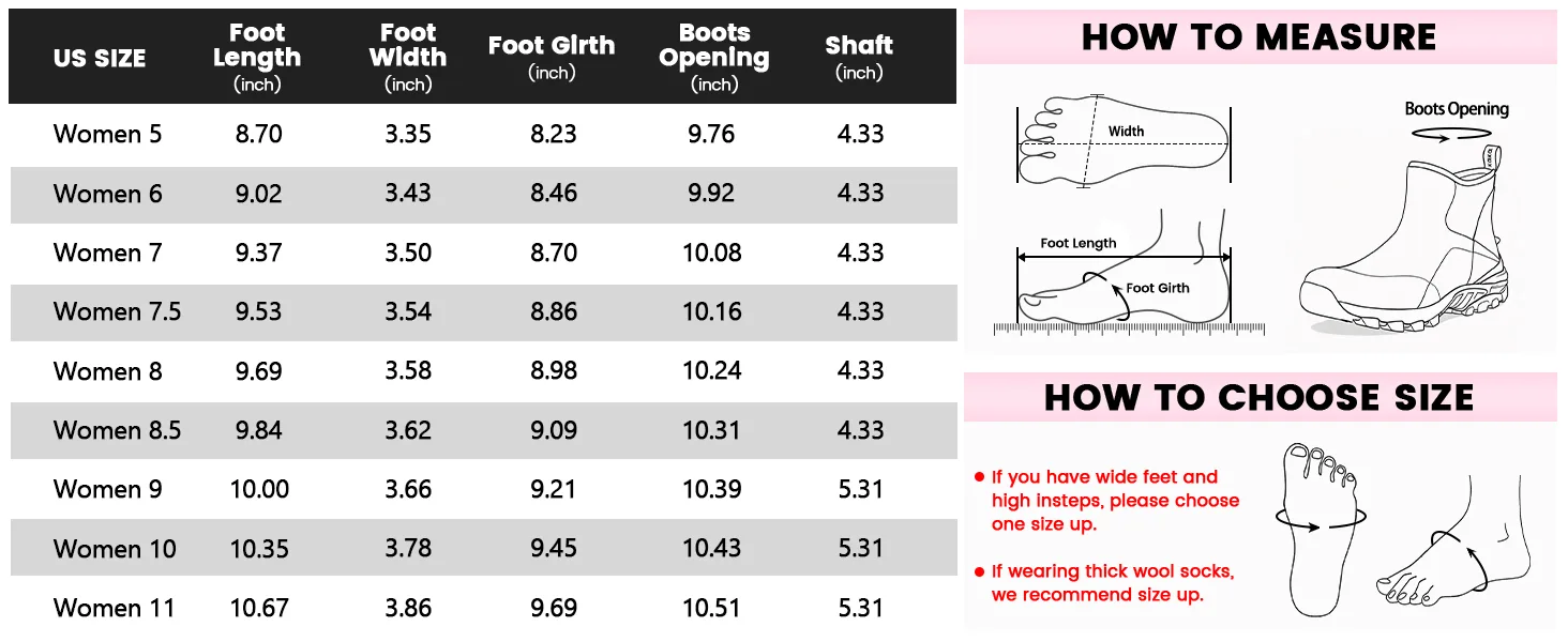 Kalkal women's ankle boots size chart for boot model KK128