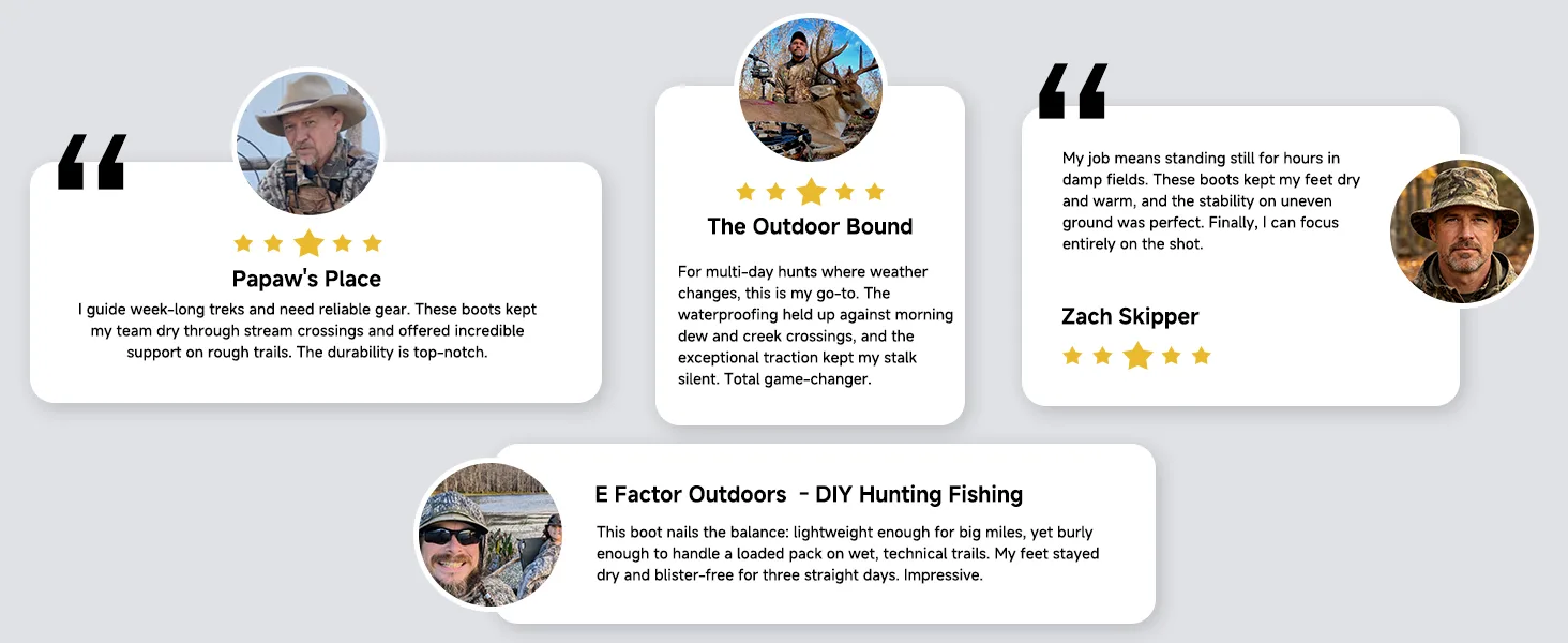 Hunters sharing their experience with Kalkal lightweight lace up hunting boots