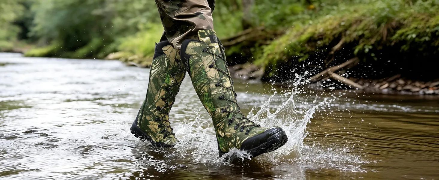 Waterproof snake boots for wet trails and shallow streams