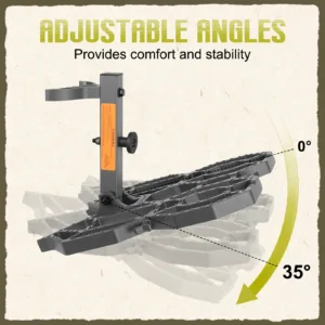 Wide saddle hunting platform with multi-angle adjustment for different tree setups