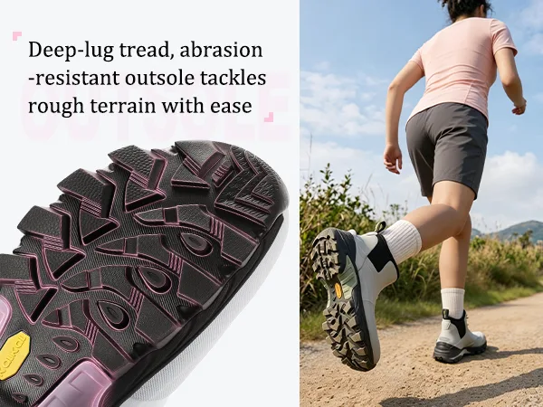 Deep-lug rubber outsole with drainage channels for traction on Kalkal women's boots