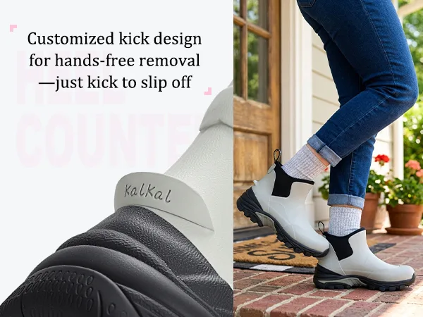 Kalkal pull on rubber boots for ladies feature a kick tab at the rear for easy on and off
