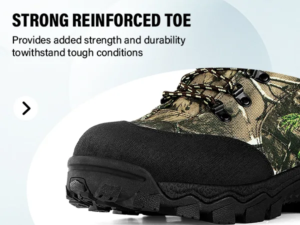 Reinforced toe protection for added durability on rough terrain