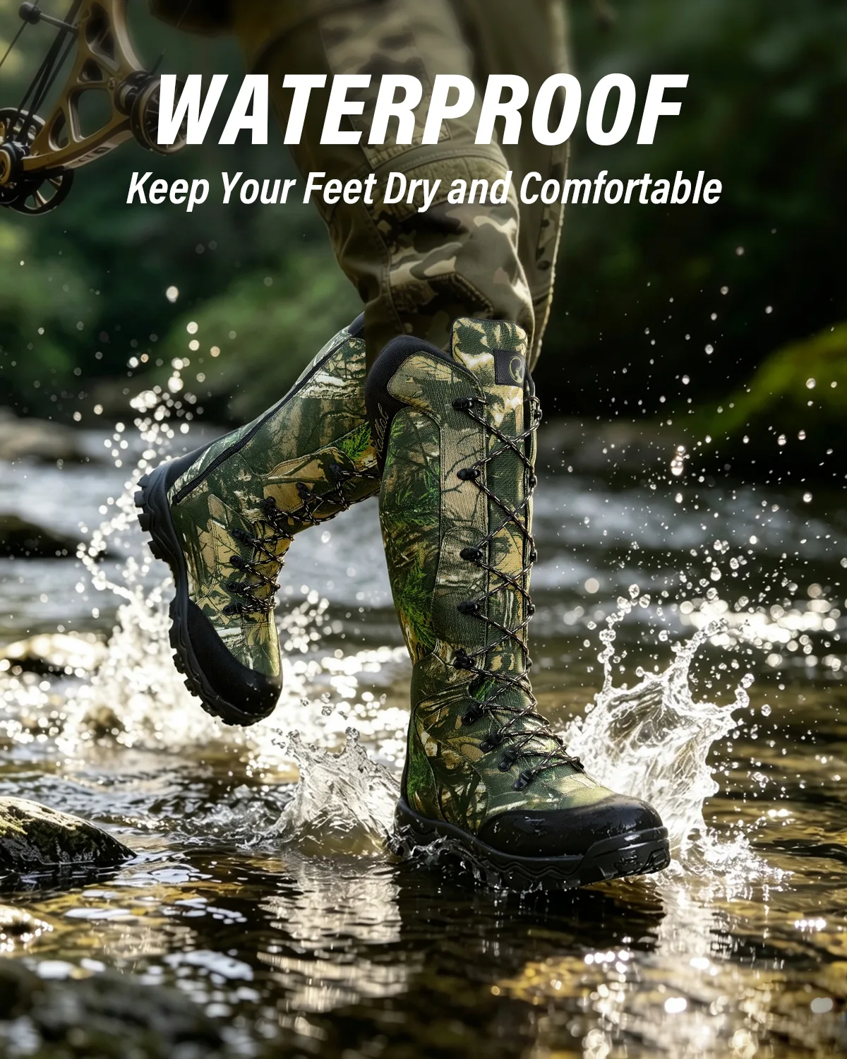 waterproof-snake-hunting-boots Waterproof snake hunting boots keeping feet dry while crossing shallow water
