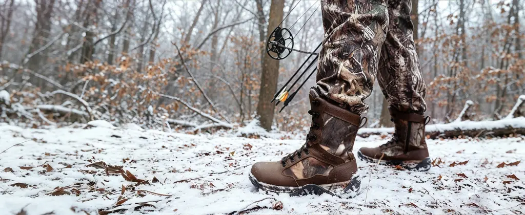 Wear Kalkal leather hunting boots with good arch support for rough terrain