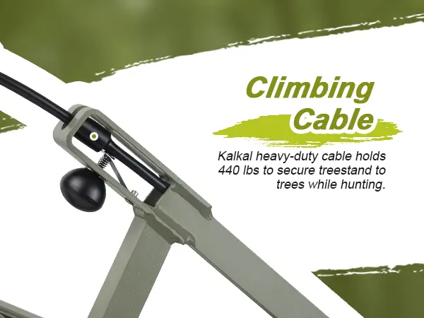 High-strength steel cable used on a self climber tree stand