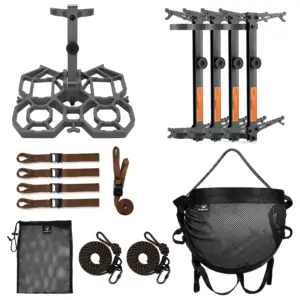 Complete saddle hunting system with tree saddle, platform and climbing sticks