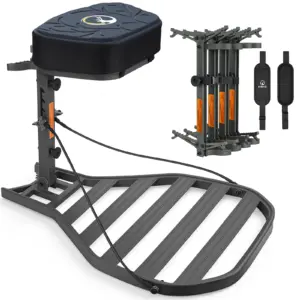 Lightweight hang-on tree stand system with climbing sticks for mobile deer hunting