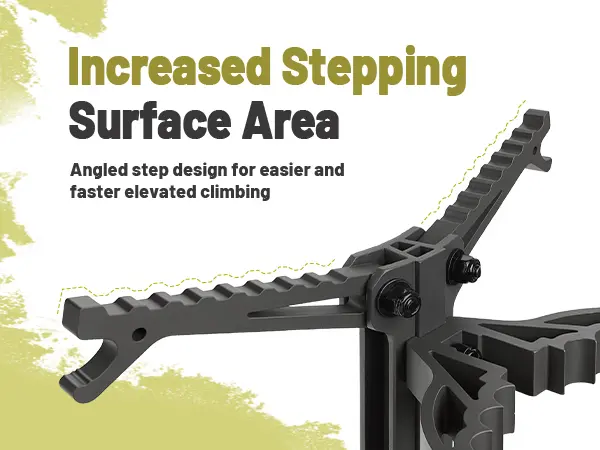 Hunting climbing sticks with enlarged non-slip steps for secure tree climbing