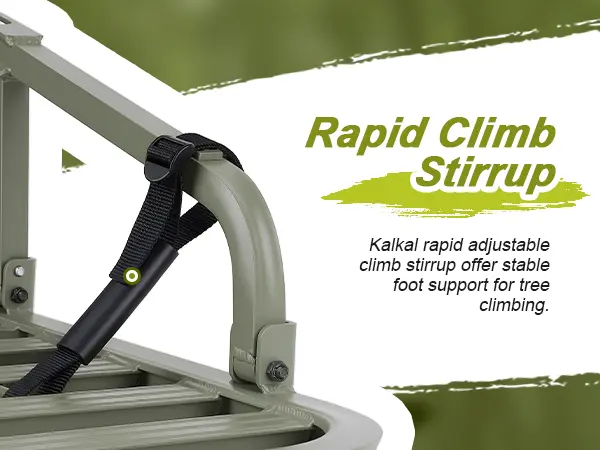 Rapid climb stirrup providing foot support while climbing a tree stand