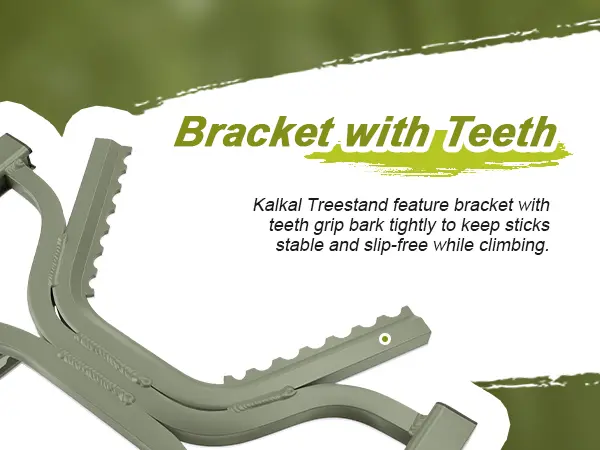 Tree-grip bracket with serrated teeth for securing a climbing stand to the tree