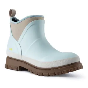 women's waterproof rubber mud boots in milky blue color