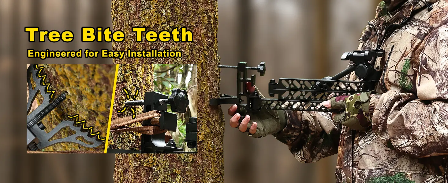 Tree bite teeth help secure the camera mount firmly against the tree